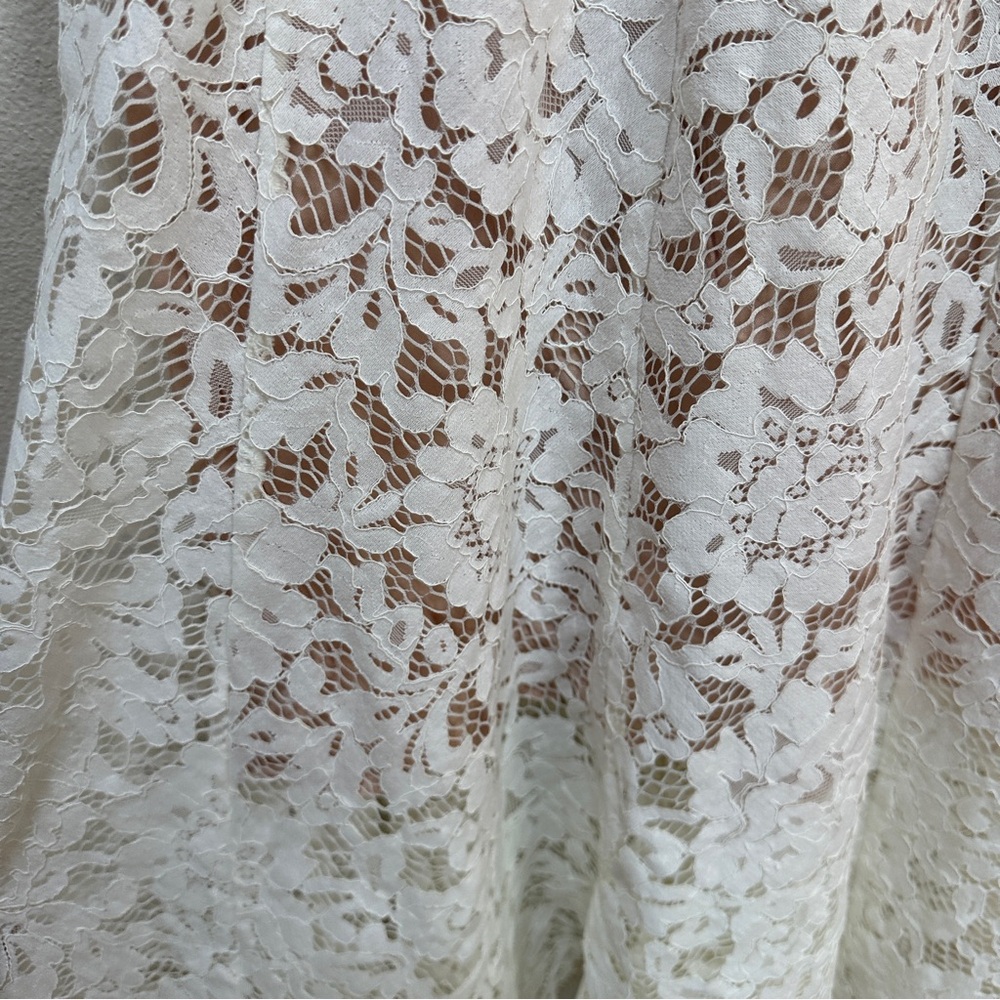 LULU’S One Wish White Lace Midi Dress Handkerchief Hem Women’s Sz Small NEW - Picture 4 of 7